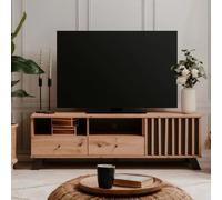 CaliCosy Meuble TV 1 Porte, 2 Tiroirs et 2 Niches - Décor Chêne Artisan et Gris Anthracite Lublin - Design Contemporain - Panneaux de Particules pour Salon - L138 x H44 x l40 cm