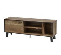 Meuble TV 1 porte aspect bois rustique poignées et pieds métal - CHIARA