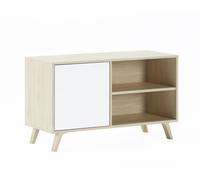 Skraut Home | Meuble TV pour Salon | 57 X 95 X 40 cm | Convient pour TV 32/40" | Modèle Wind 100 | Puccini | Porte Pliante Blanche