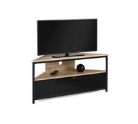 IDMarket - Meuble TV Boston 100 cm d'angle avec placard - design industriel - Noir