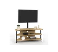 IDMarket - Meuble TV 100 cm d'angle Detroit avec étagères et Support TV réglable de 32 à 70 Pouces Design Industriel