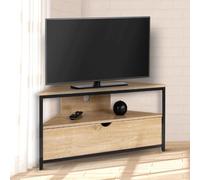 IDMarket – Meuble TV Detroit 100 cm d'angle avec placard, design industriel