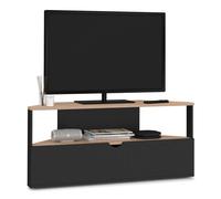 IDMarket - Meuble TV 100 cm d'angle ELI Bois façon hêtre et Noir