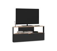 IDMarket Meuble TV ELI 100 cm d'angle bois façon hêtre et noir