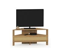 IDMarket - Meuble TV 100 cm d'angle HANAE 1 Porte Effet Naturel cannage