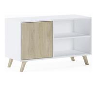 Meuble TV 100, salon, WIND, Couleur Blanc-Chêne, 95x40x57cm, RF614