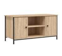 Meuble TV 100x40x50cm Console Multimédia en Bois D'ingénierie avec 2 Portes et étagères Ouvertes (Chêne Sonoma)