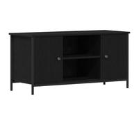Meuble TV 100x40x50cm Console Multimédia en Bois D'ingénierie avec 2 Portes et étagères Ouvertes (Chêne Noir)