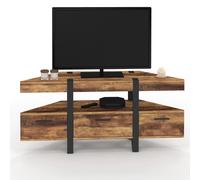 IDMarket - Meuble TV 110 cm d'angle Austria Bois Pied épingle avec tiroirs