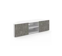 IDMarket Meuble TV d'angle ELI 110 cm 2 portes Effet béton Blanc