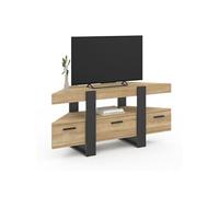IDMarket Meuble TV PHOENIX 110 cm d'angle avec tiroir bois et noir