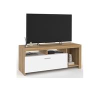 IDMarket Meuble TV MALO 110 cm bois et placard blanc