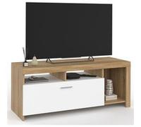 IDMarket Meuble TV MALO 110 cm bois et placard blanc