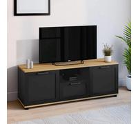 IDMarket Meuble TV VITO 110 cm avec tiroir et niche – Noir et Bois