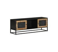 vidaXL Meuble TV 110x30x40 cm – Bois massif de manguier et fer