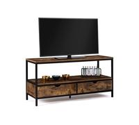 IDMarket - Meuble TV Dayton 2 tiroirs 113 cm bois effet vieilli design industriel