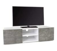 Meuble Tv Eli Blanc Portes Effet Béton Gris
