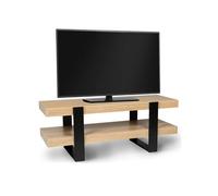 Meuble TV 114 cm double plateau PHOENIX bois et noir
