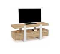 IDMarket - Meuble TV 116 cm Phoenix avec tiroirs Bois et Blanc