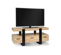 Meuble Tv 116cm Salon Salle à Manger 3 Rangements Design Industriel bois et noir
