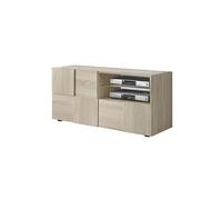 Meuble TV 121 cm Finition Aspect Bois Samoa Relief Damiers - REBECCA -