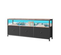 Meuble TV 137cm - meubles de salon avec Bande LED - 3 tiroirs et 2 étagères - Style vintage - Cadre en Métal