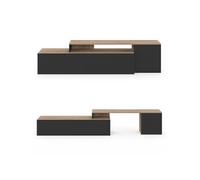 IDMarket - Meuble TV 140-180 cm modulable d'angle Basile Rotatif Bois et Noir