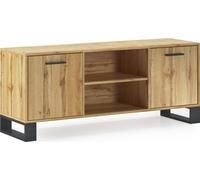 Meuble TV 140 avec 2 portes, salon, modèle LOFT, structure et des portes Chêne