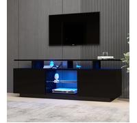 Meuble TV 140 cm 2 portes et 5 niches avec LED 16 couleurs et contrôle par application - MODENVIE - pour salon