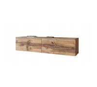 Meuble TV 140 cm 2 portes sans poignées chêne Wotan universel avec éclairage LED