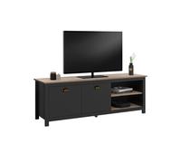 IDMarket – Meuble TV ISIS 140 cm Campagne Bois et Noir