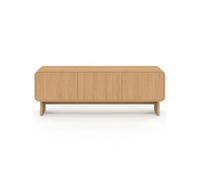 IDMarket Meuble TV Capucine 140 cm 3 portes façon hêtre design arrondi