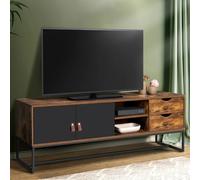 IDMarket - Meuble TV 140 cm Chicago 2 Portes et tiroirs Design Industriel