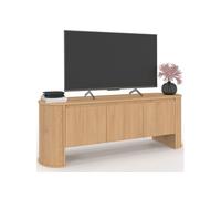 IDMarket - Meuble TV 140 cm DIVIA 3 Portes façon hêtre Design Arrondi