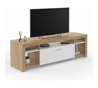 IDMarket Meuble TV Malo 140 cm bois et placard blanc