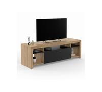 IDMarket Meuble TV Malo 140 cm bois et placard noir