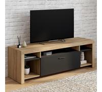 IDMarket Meuble TV Malo 140 cm bois et placard noir