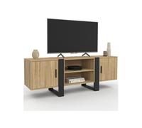 IDMarket Meuble TV Phoenix – 140 cm, 2 portes, bois et noir