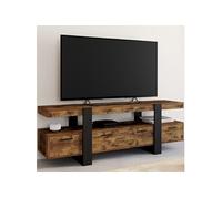 IDMarket Meuble TV PHOENIX 140 cm - tiroirs bois effet vieilli, noir