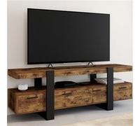 IDMarket Meuble TV PHOENIX 140 cm - tiroirs bois effet vieilli, noir