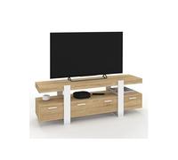 IDMarket - Meuble TV 140 cm Phoenix avec tiroirs Bois et Blanc