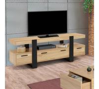IDMarket - Meuble TV 140 cm Phoenix avec tiroirs Bois et Noir