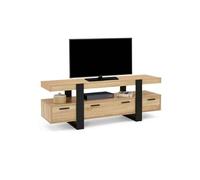 IDMarket Meuble TV Phoenix 140 cm avec tiroirs bois et noir
