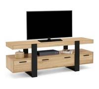 IDMarket Meuble TV Phoenix 140 cm avec tiroirs bois et noir
