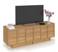Meuble TV 140 cm ROSIE 3 portes façon hêtre design minimaliste