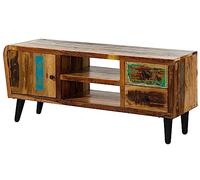 Meuble TV 145x45 Bois de récupération laqué Multicolore Sixties #102
