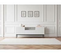 Meuble TV 150 cm avec niche KASHA Pieds noir blanc BOBOCHIC Blanc