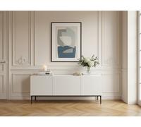 Meuble TV 150 cm KASHA Pieds noir blanc BOBOCHIC Blanc