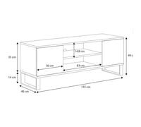 Meuble TV 155 cm décor bois - KOBI - Beige