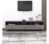 Meuble TV 158 cm en Pin Massif Gris Clair, Buffet Bas avec 3 Tiroirs et 3 Casiers, Meuble de Rangement pour Salon Salle à Manger, Design Moderne et Pratique HAMAR
